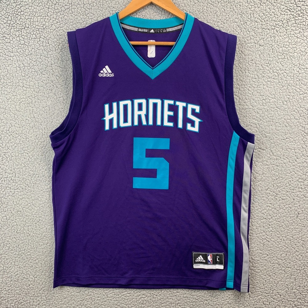 Adidas Men's Charlotte Hornets #5 Batum Jersey Purples Blue Size Large
